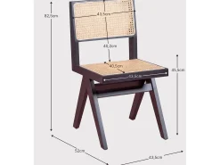 Silla cásica en rattan natural y madera de fresno - Compass - Negro