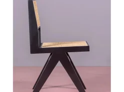 Silla cásica en rattan natural y madera de fresno - Compass - Negro
