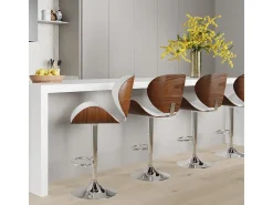 Silla de bar ajustable 63/84 cm en piel artificial blanca - Baudoin