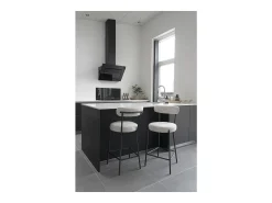 Silla de bar BADALONA en rizo y metal - Altura asiento 65 cm-Color Blanco