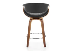 Silla de bar de diseño chapada en nogal y ecopiel negra Aster