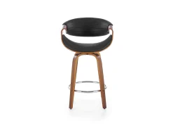 Silla de bar de diseño chapada en nogal y ecopiel negra Aster