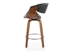 Silla de bar de diseño chapada en nogal y ecopiel negra Aster