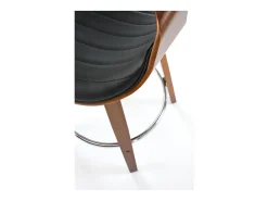 Silla de bar de diseño chapada en nogal y ecopiel negra Aster