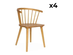 Silla de bar de madera, set de 4 natural