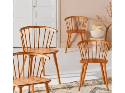 Silla de bar de madera, set de 4 natural