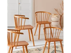 Silla de bar de madera, set de 4 natural