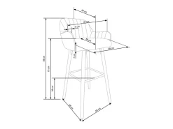 Silla de bar de terciopelo gris con patas de madera maciza LIMPIA