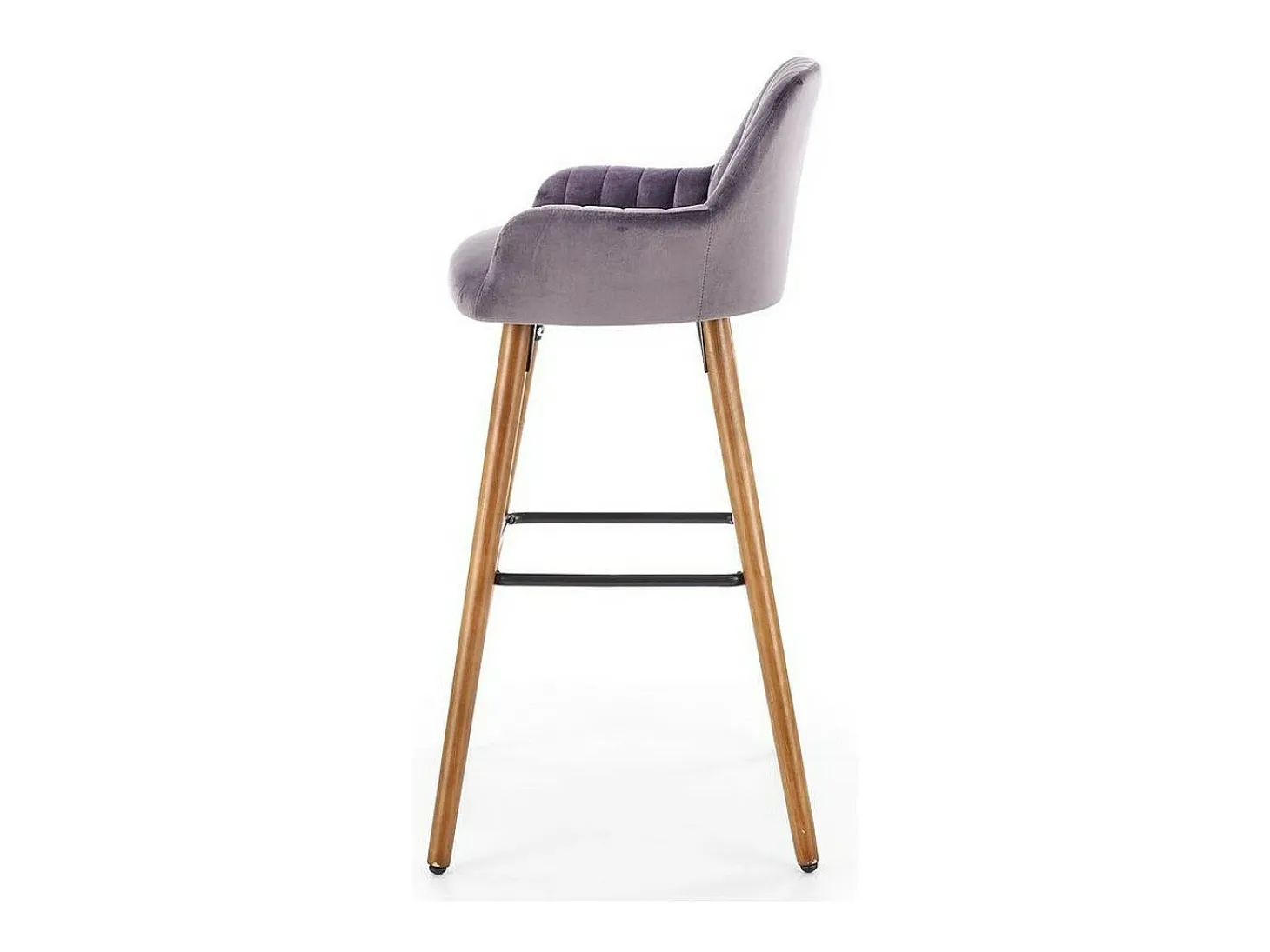 Silla de bar de terciopelo gris con patas de madera maciza LIMPIA