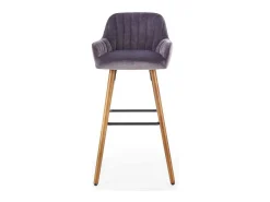Silla de bar de terciopelo gris con patas de madera maciza LIMPIA