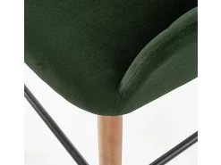 Silla de bar de terciopelo verde con patas de madera maciza LIMPIA