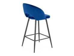 Silla de bar de terciopelo azul con patas de acero negro FIT
