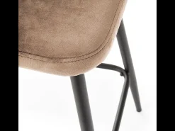 Silla de bar de terciopelo beige con patas de metal negro FIT
