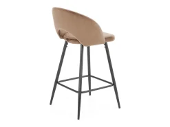 Silla de bar de terciopelo beige con patas de metal negro FIT
