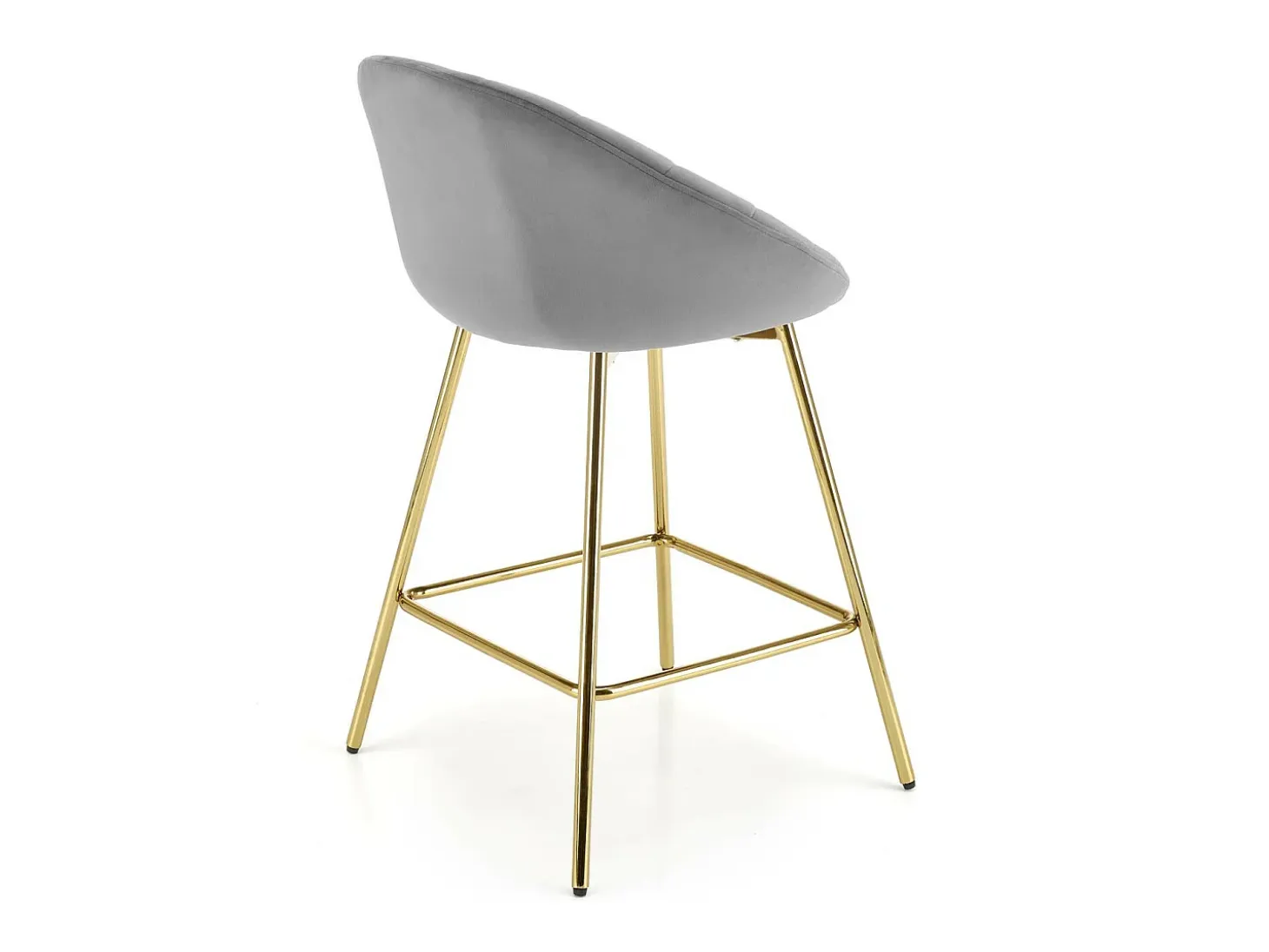 Silla de bar de terciopelo gris con estructura de metal dorado Anaïs