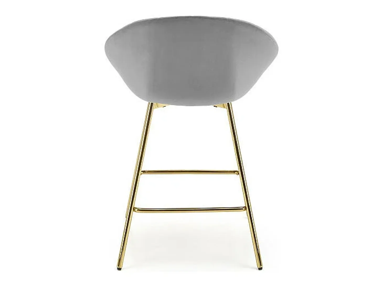Silla de bar de terciopelo gris con estructura de metal dorado Anaïs