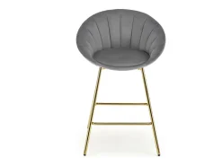 Silla de bar de terciopelo gris con estructura de metal dorado Anaïs