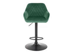 Silla de bar regulable en altura de terciopelo verde con patas de metal EDEN