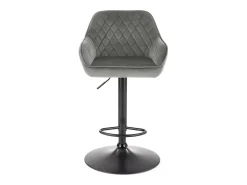 Silla de bar regulable en altura de terciopelo gris con patas de metal EDEN