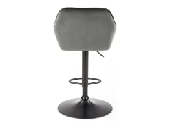 Silla de bar regulable en altura de terciopelo gris con patas de metal EDEN