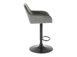 Silla de bar regulable en altura de terciopelo gris con patas de metal EDEN