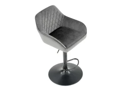 Silla de bar regulable en altura de terciopelo gris con patas de metal EDEN