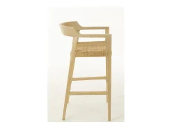 Silla de bar SUKA de madera de roble – Diseño contemporáneo-Color ribete verde crudo