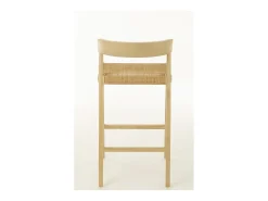 Silla de bar SUKA de madera de roble – Diseño contemporáneo-Color ribete verde crudo