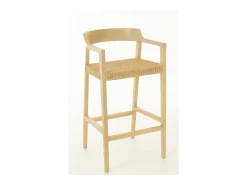 Silla de bar SUKA de madera de roble – Diseño contemporáneo-Color ribete verde crudo