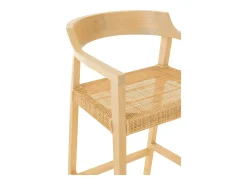 Silla de bar SUKA de madera de roble – Diseño contemporáneo-Color ribete verde crudo