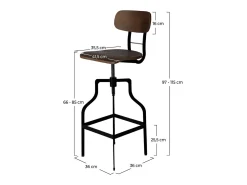 Silla de bar vintage ajustable en altura 66/85 cm de madera - Retro