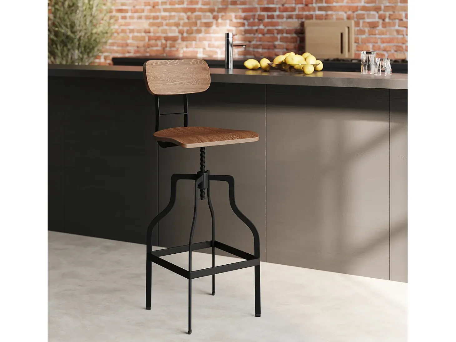 Silla de bar vintage ajustable en altura 66/85 cm de madera - Retro
