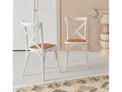 Silla de bistró vintage de madera, set de 2 blanco