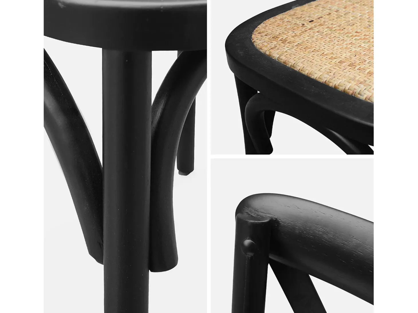 Silla de bistró vintage de madera, set de 2 negro