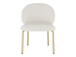 Silla de chenilla beige con patas de metal dorado