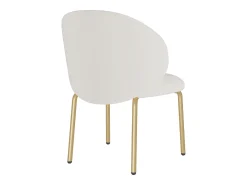 Silla de chenilla beige con patas de metal dorado