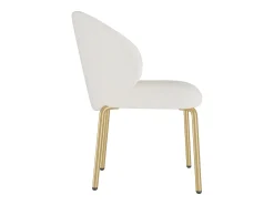 Silla de chenilla beige con patas de metal dorado