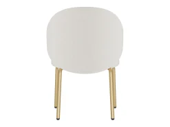 Silla de chenilla beige con patas de metal dorado