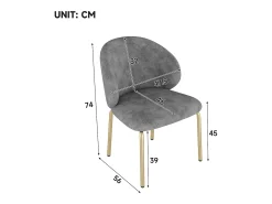 Silla de chenilla gris con patas de metal dorado