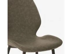 Silla de cocina de cuero sintético de diseño moderno Lyna - Gris