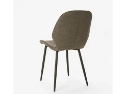 Silla de cocina de cuero sintético de diseño moderno Lyna - Gris