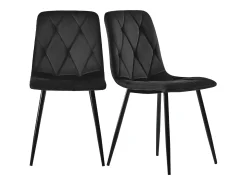 Silla de comedor (4 piezas), tapizada de diseño, asiento de terciopelo sarga, estructura de metal, respaldo, patas de metal negro, color beige (45 x 40 x 86 cm)