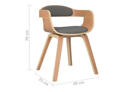 Silla de comedor 6 uds madera curvada y tela gris claro