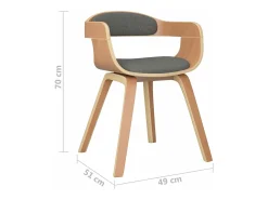 Silla de comedor 2 unidades madera curvada y tela gris claro
