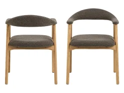Silla de comedor Addi con reposabrazos bouclé gris.