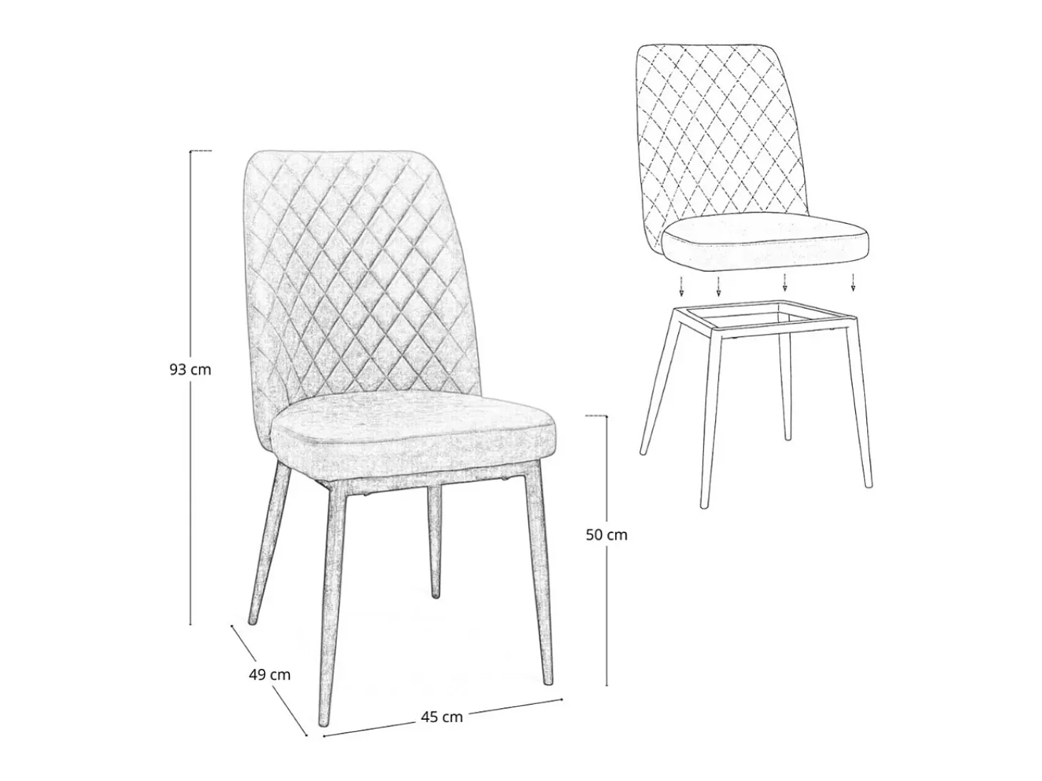 Silla de comedor Alma en microfibra nobuk marrón con patas de metal negro