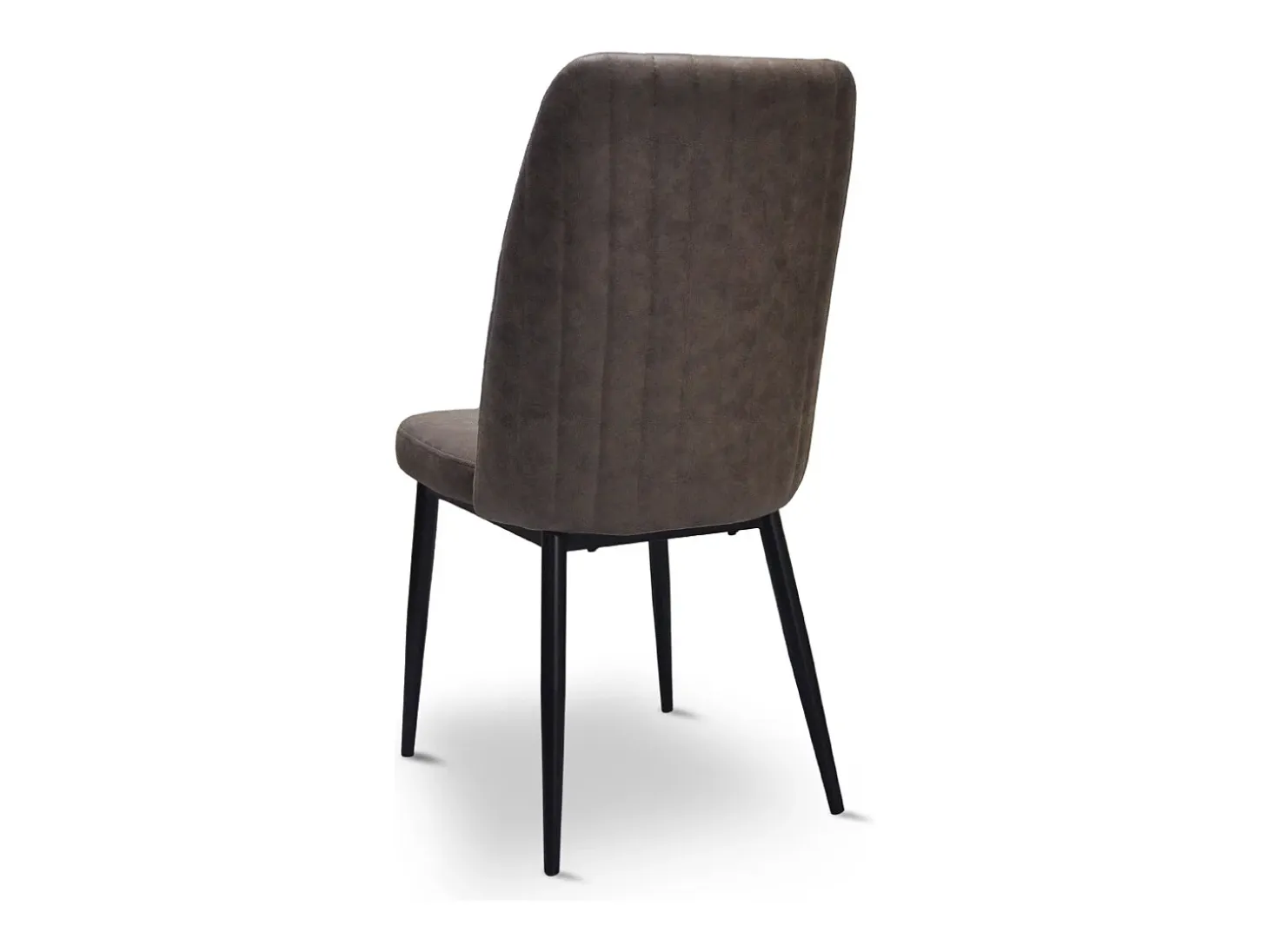 Silla de comedor Alma en microfibra nobuk marrón con patas de metal negro
