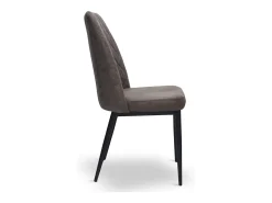 Silla de comedor Alma en microfibra nobuk marrón con patas de metal negro