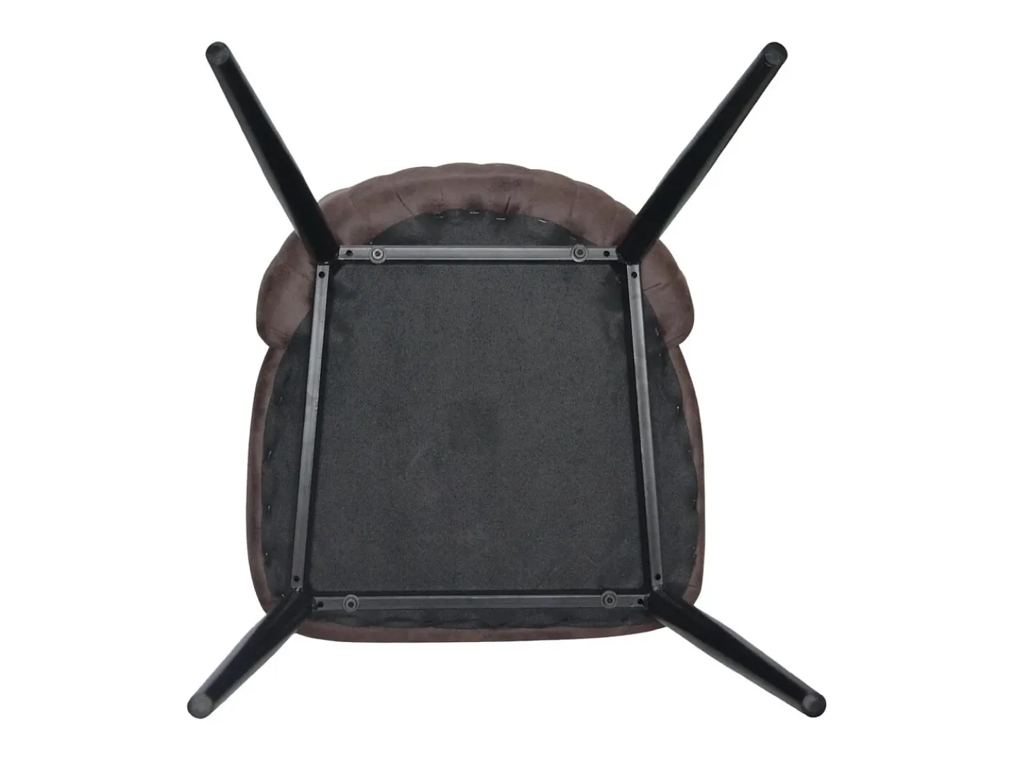 Silla de comedor Alma en microfibra nobuk marrón con patas de metal negro