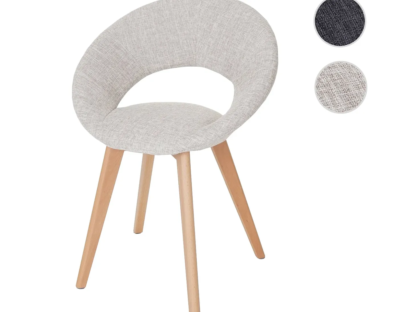 Silla de comedor Almada III, Textil, crema/gris